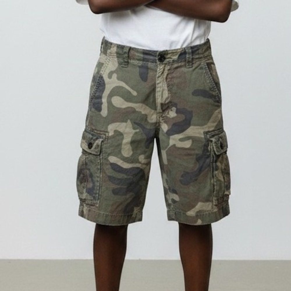 American Eagle Cargo Shorts Mens 36 Green Camo Classic Cotton Rugged Gorpcore
